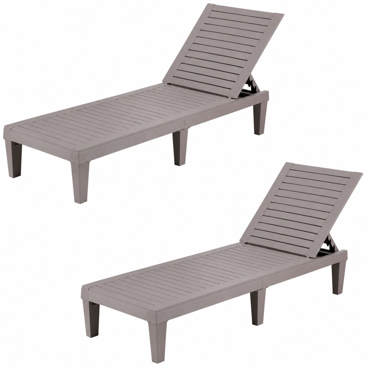 Gardeon 2-Pack Adjustable Sun Loungers - Brown – product gallery image 4