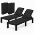 Gardeon folding rattan sun loungers in black - view 2