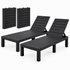 Gardeon folding slatted sun loungers in black - view 2