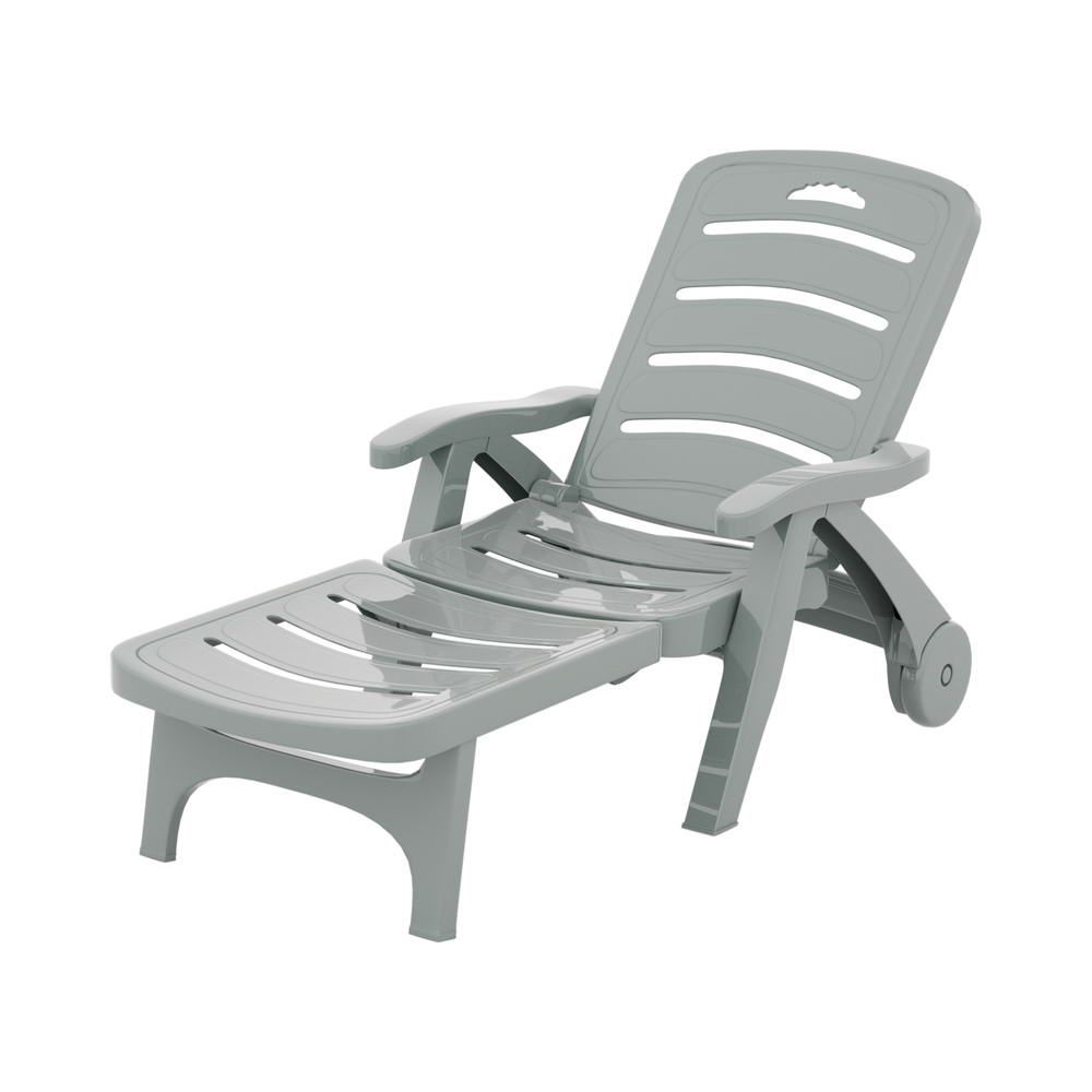 Gardeon 2-Pack Folding Sun Loungers with Wheels - Grey – product gallery image 9