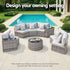Gardeon 2 PCS Outdoor Sofa Set Rattan Modular Chair Garden Patio Furniture Grey | Furniture > Outdoor > Outdoor Sofas & Lounge Sets