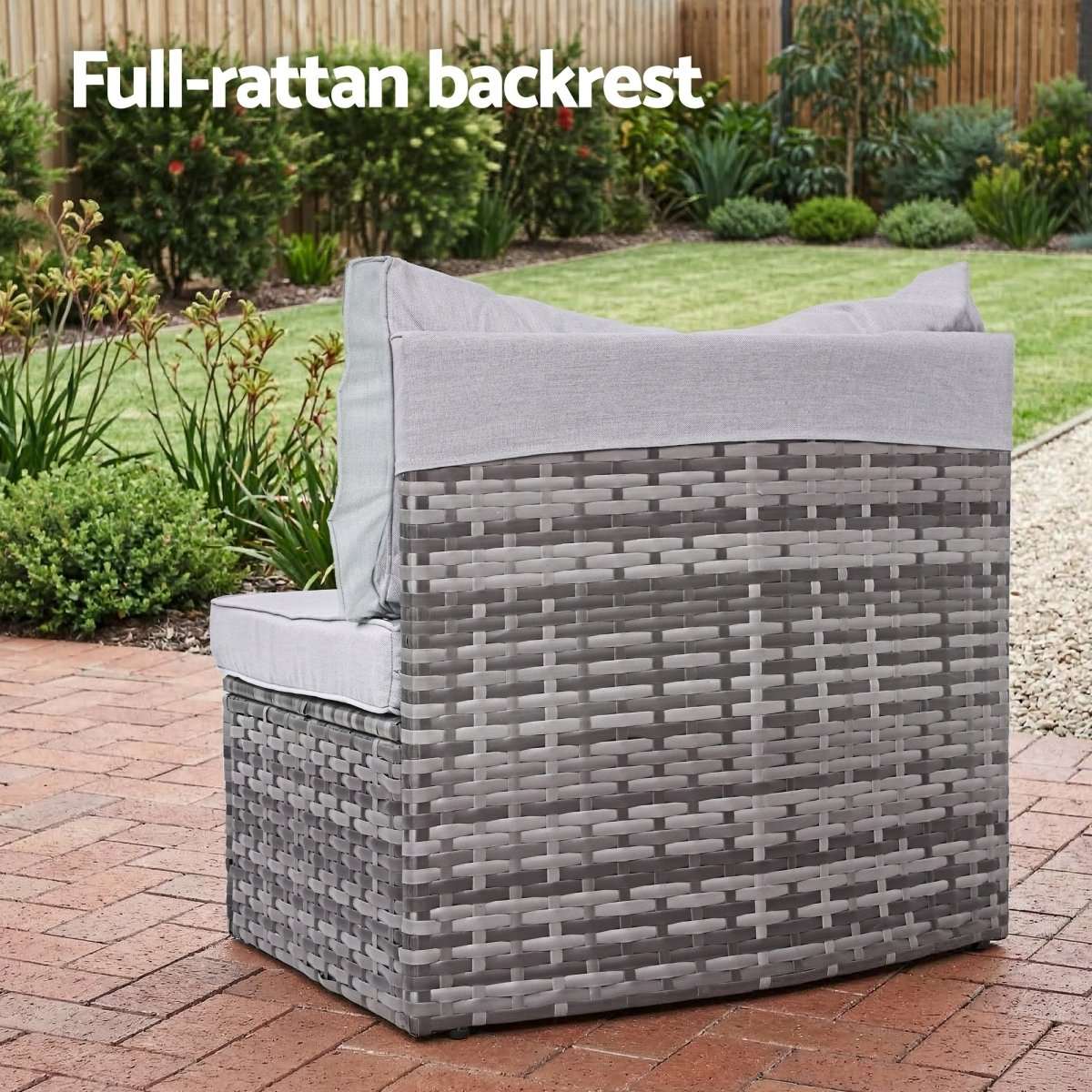 Gardeon 2 PCS Outdoor Sofa Set Rattan Modular Chair Garden Patio Furniture Grey | Furniture > Outdoor > Outdoor Sofas & Lounge Sets