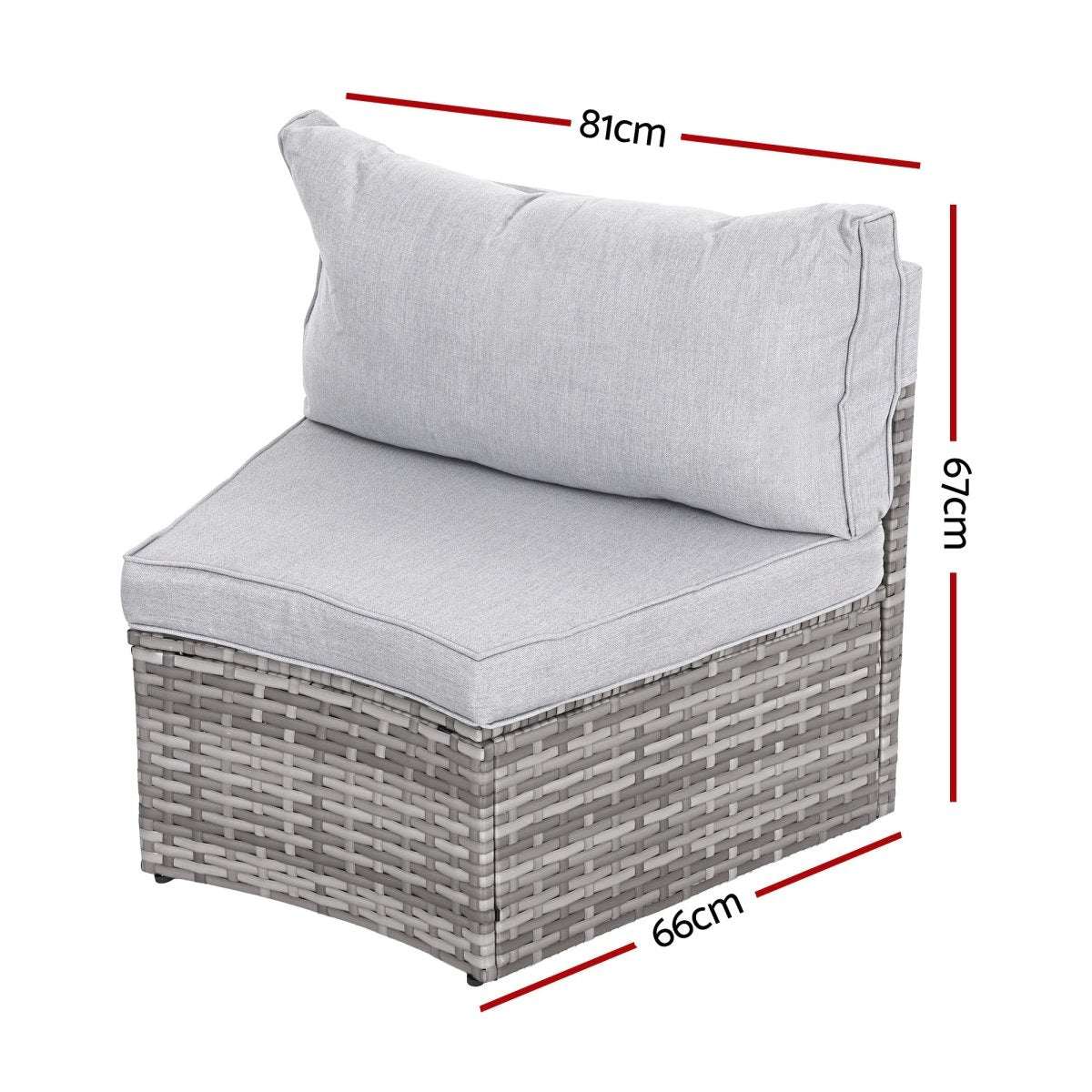Gardeon 2 PCS Outdoor Sofa Set Rattan Modular Chair Garden Patio Furniture Grey | Furniture > Outdoor > Outdoor Sofas & Lounge Sets