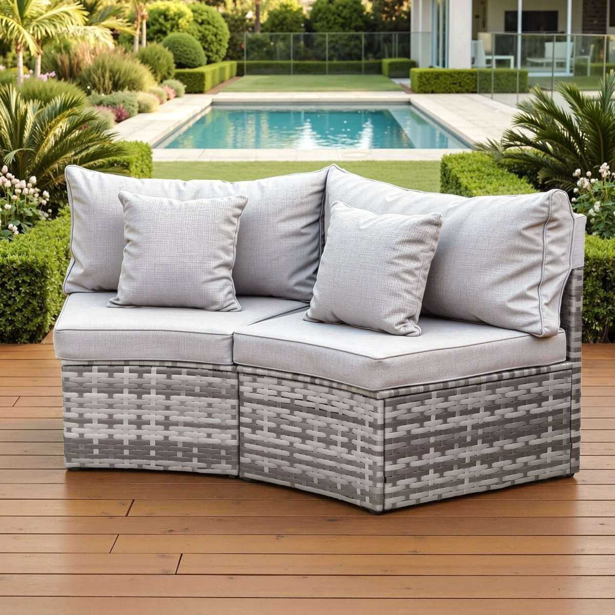 Gardeon 2 PCS Outdoor Sofa Set Rattan Modular Chair Garden Patio Furniture Grey | Furniture > Outdoor > Outdoor Sofas & Lounge Sets
