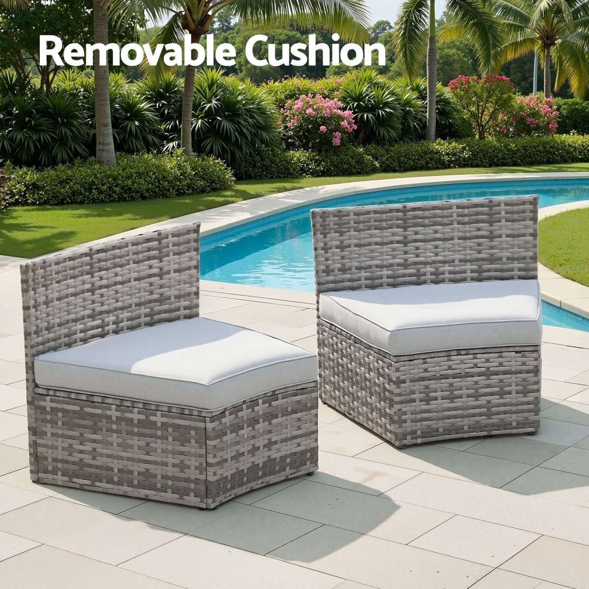 Gardeon 2 PCS Outdoor Sofa Set Rattan Modular Chair Garden Patio Furniture Grey | Furniture > Outdoor > Outdoor Sofas & Lounge Sets