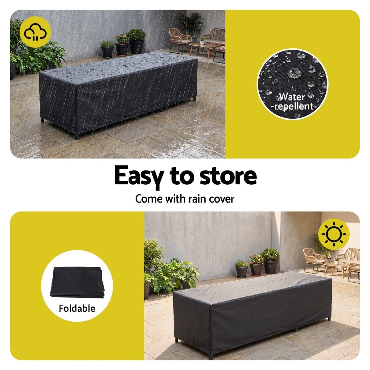 Gardeon 2-Piece PE Rattan Sun Lounger Set with Rain Cover - Grey