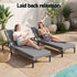 Gardeon 2-Piece PE Rattan Sun Lounger Set with Rain Cover - Grey