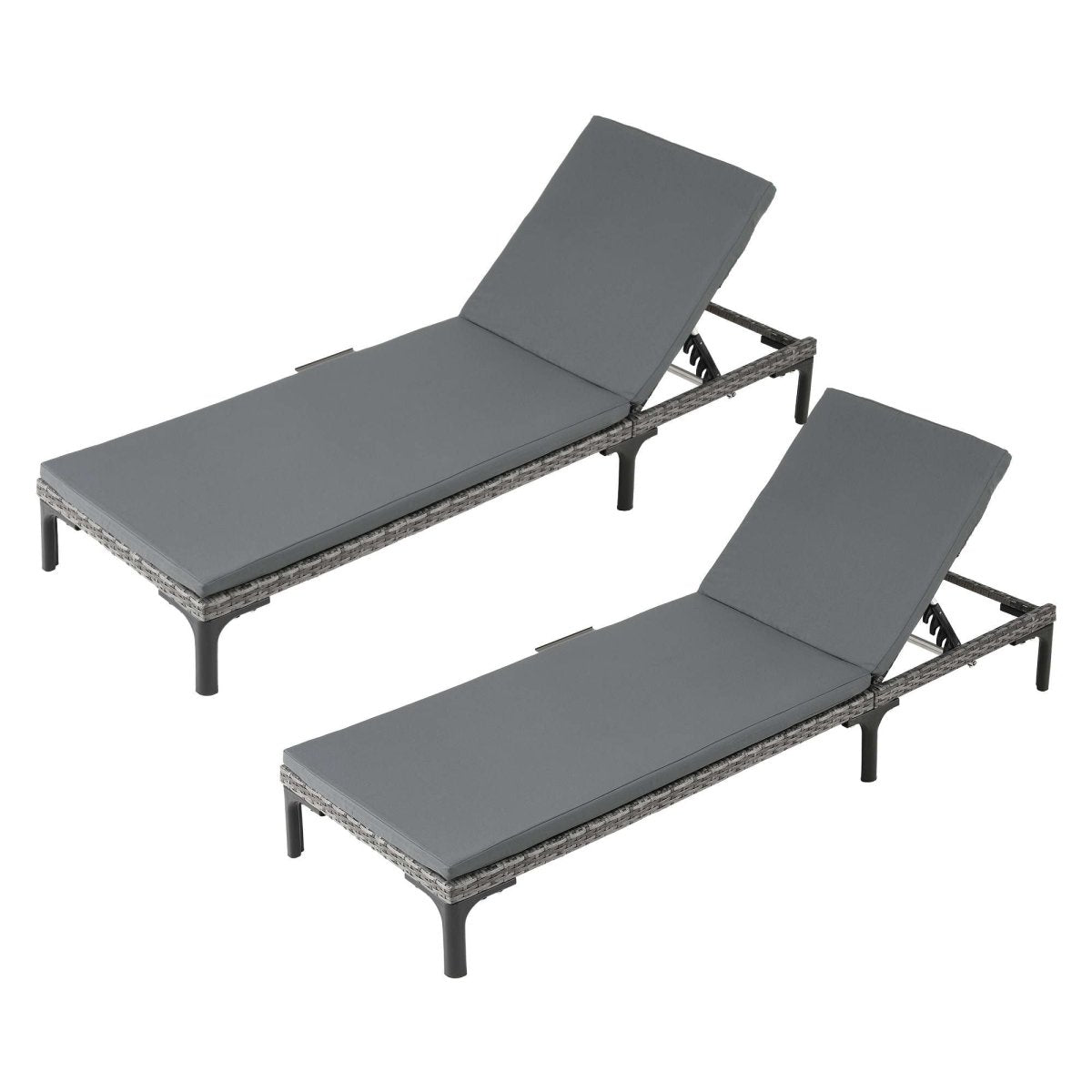 Gardeon 2-Piece PE Rattan Sun Lounger Set with Rain Cover - Grey