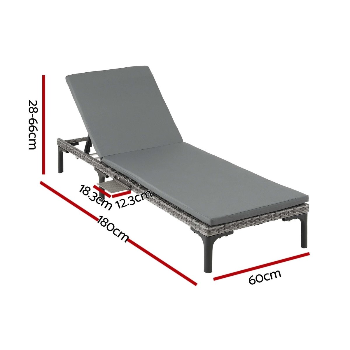 Gardeon 2-Piece PE Rattan Sun Lounger Set with Rain Cover - Grey