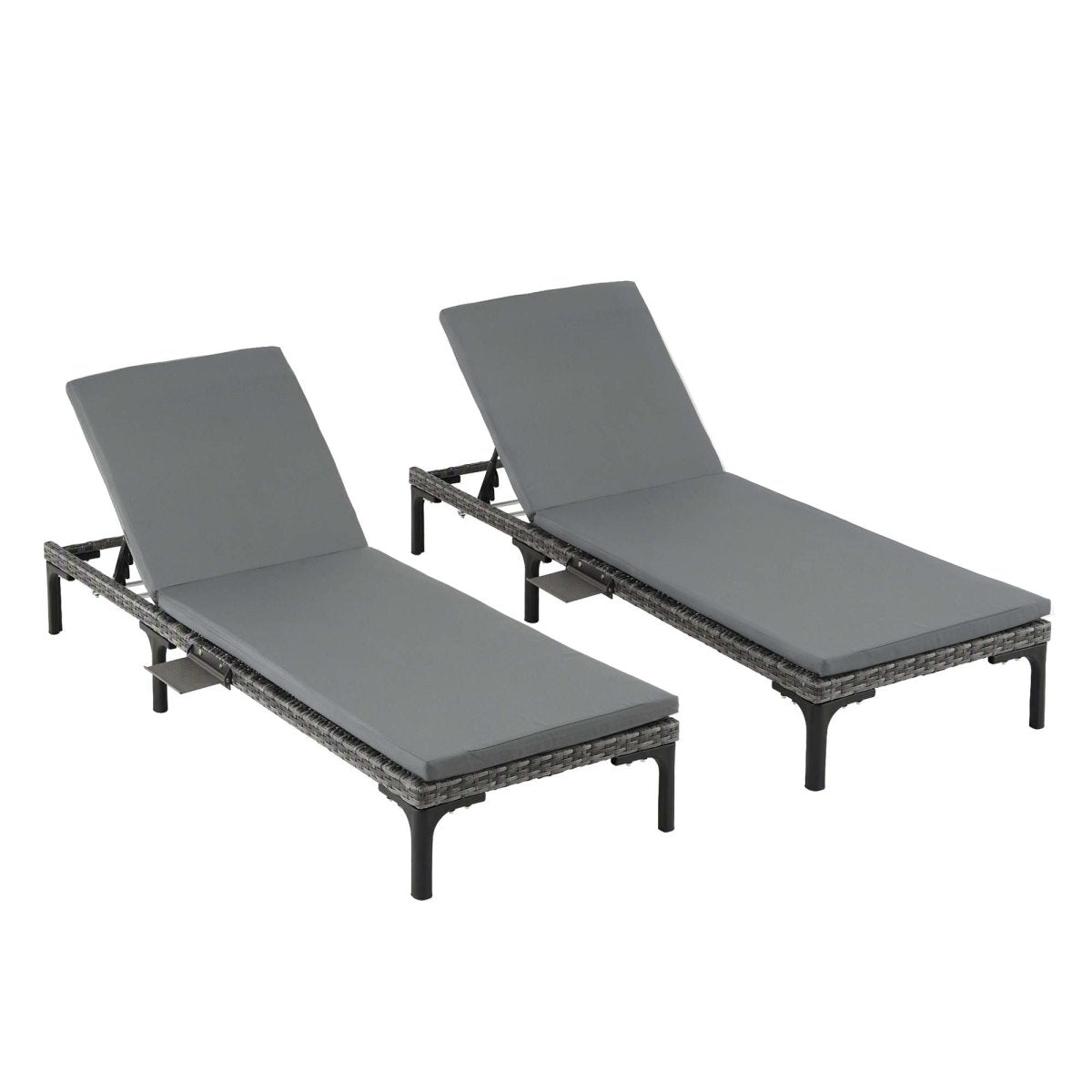Gardeon 2-Piece PE Rattan Sun Lounger Set with Rain Cover - Grey