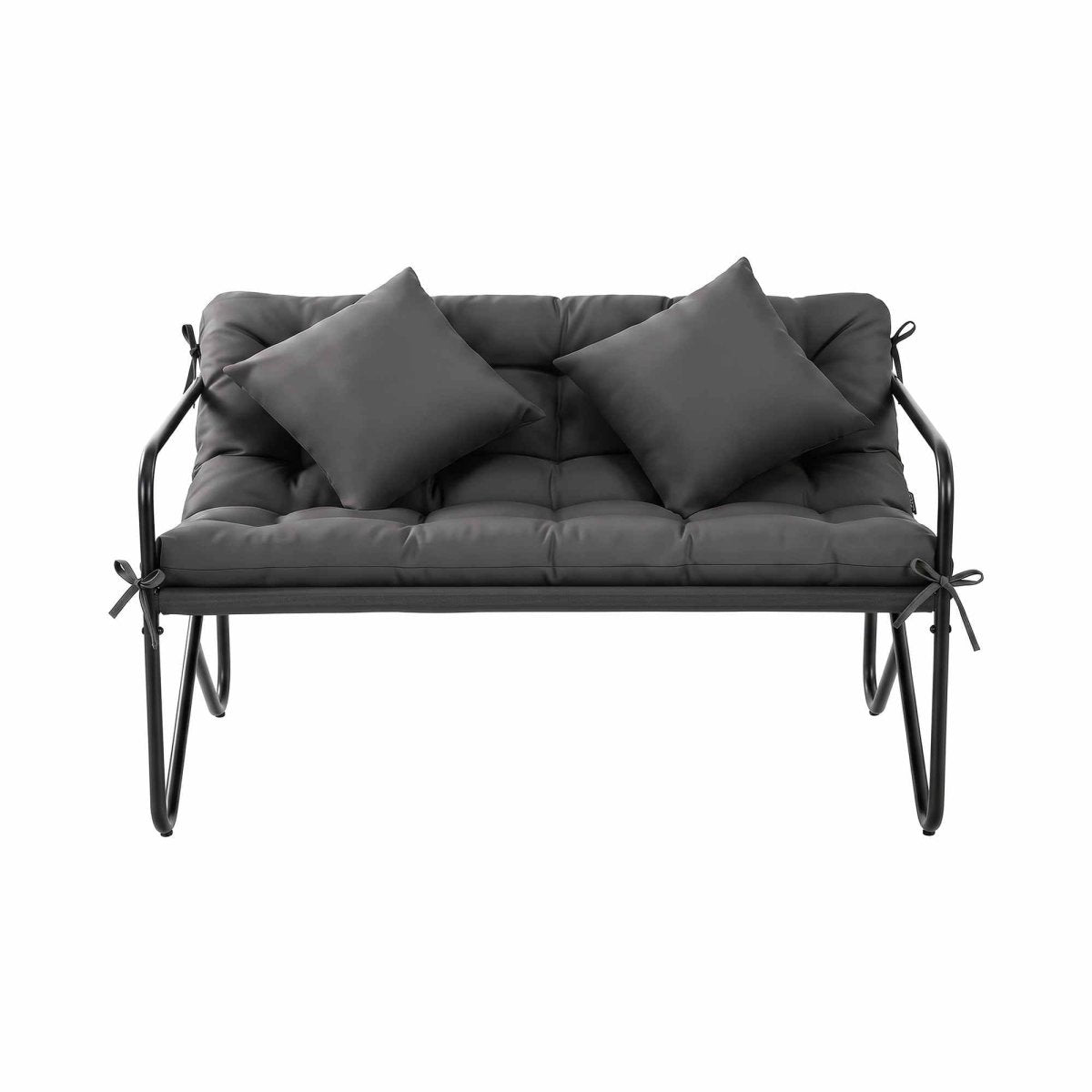 Gardeon 2-Seater Garden Bench with Cushion 118cm - Black