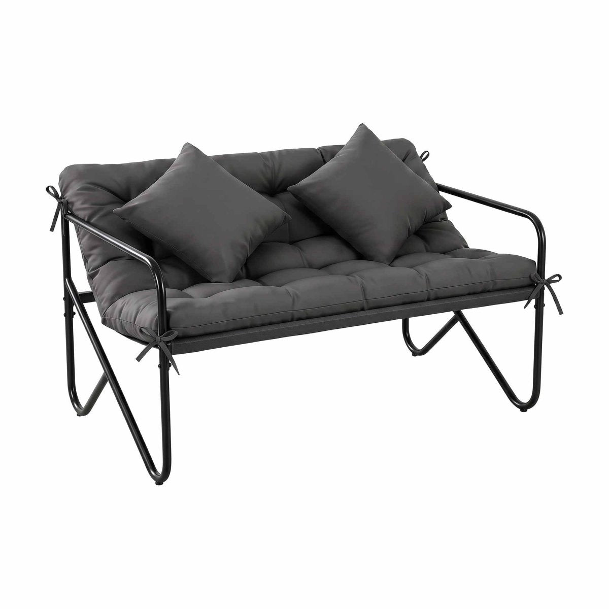 Gardeon 2-Seater Garden Bench with Cushion 118cm - Black