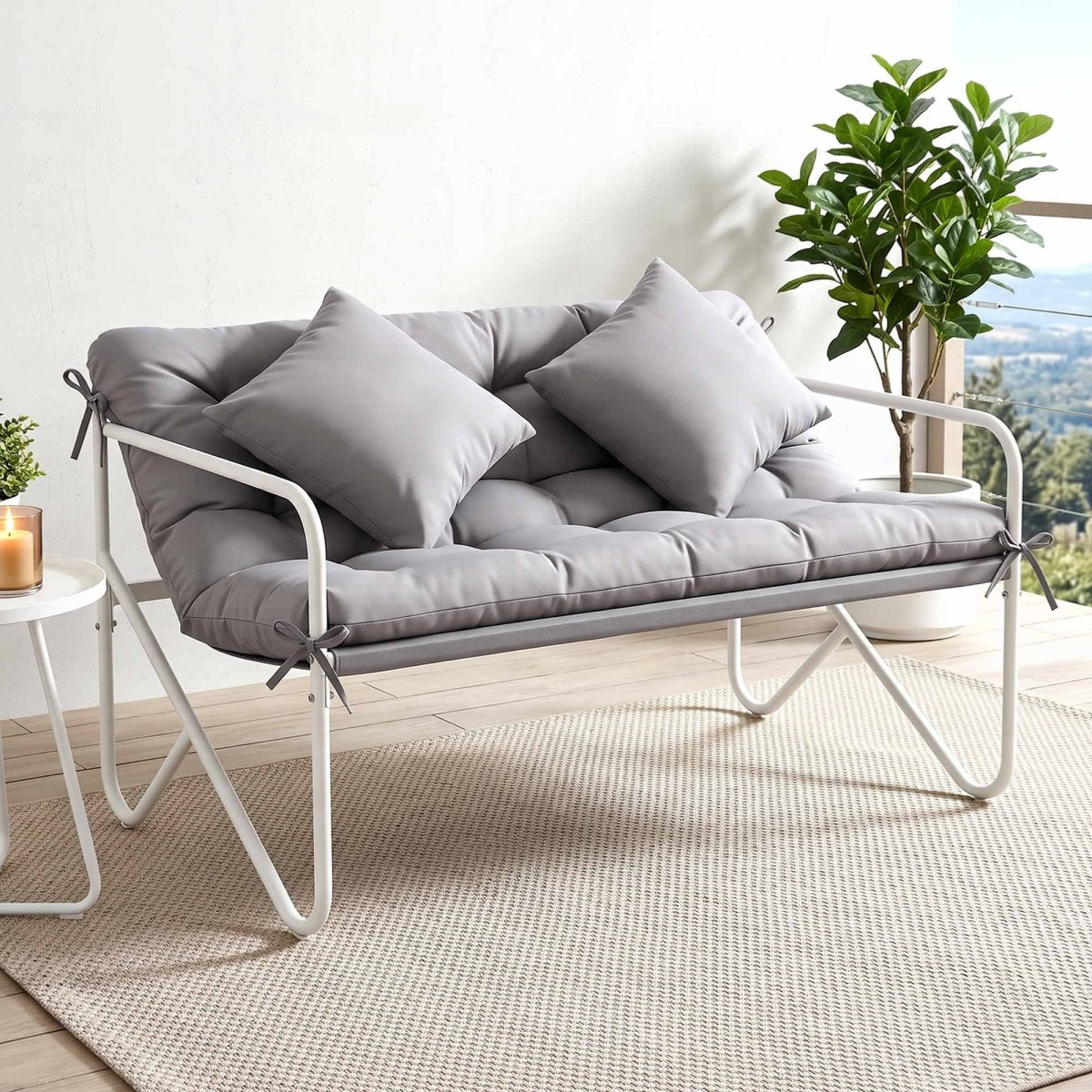 Gardeon 2-Seater Garden Bench with Cushion 118cm - Grey