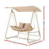 Gardeon 2-Seater Rattan Outdoor Swing Chair with Canopy – Beige – view 2