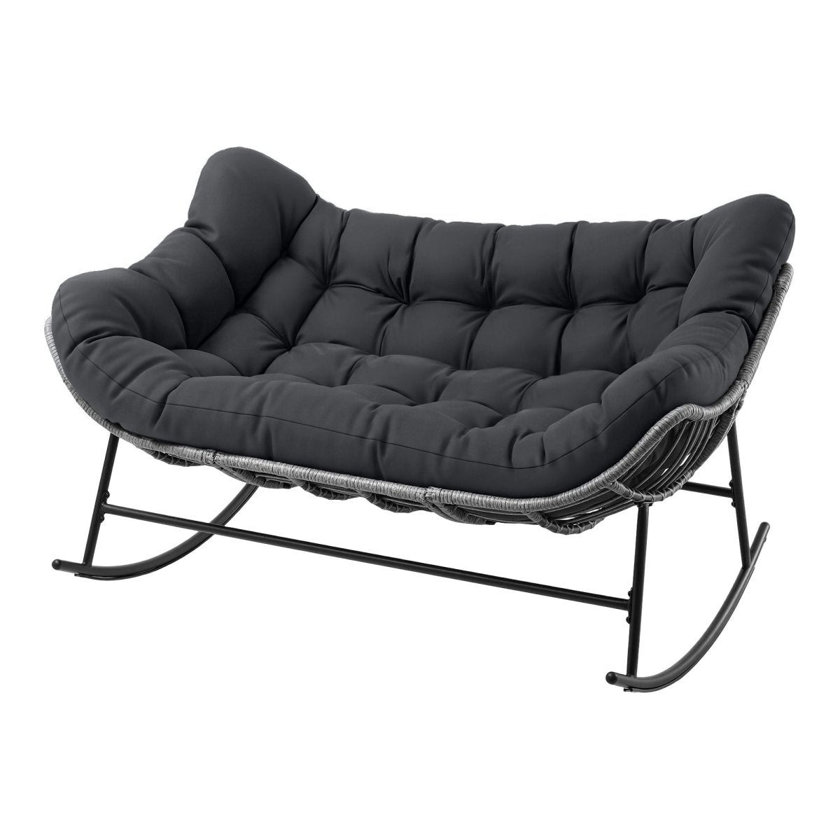 Gardeon grey outdoor rocking loveseat front view