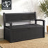 Gardeon black 254L outdoor storage bench with armrests and backrest