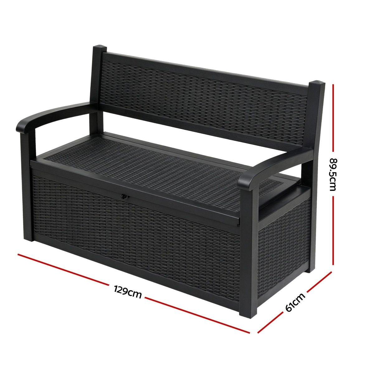 Gardeon black 254L garden storage bench - additional product image 3