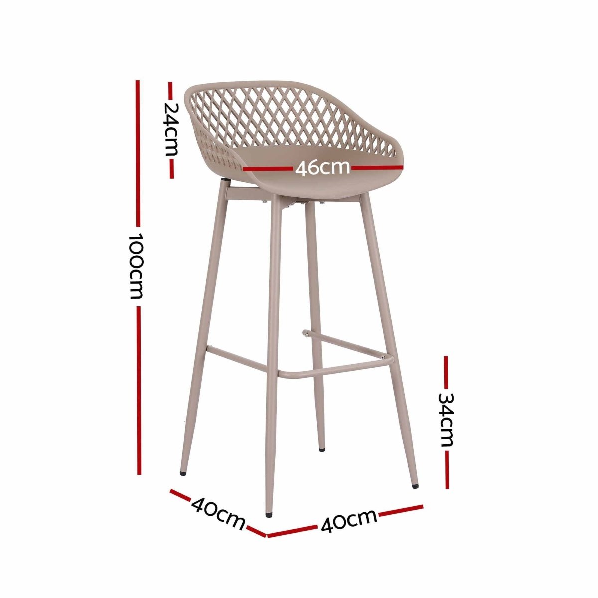 Gardeon 2PC Outdoor Bar Stools Plastic Metal Dining Chair Patio Furniture Coffee | Furniture > Bar Stools & Chairs > Table & Bar Stools
