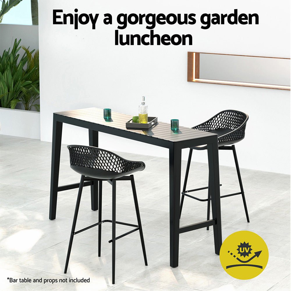 Gardeon 2PC Outdoor Bar Stools Plastic Metal Dining Chair Patio Furniture Garden - Outdoorium