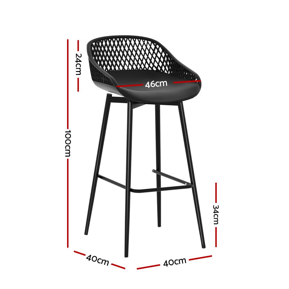 Gardeon 2PC Outdoor Bar Stools Plastic Metal Dining Chair Patio Furniture Garden - Outdoorium