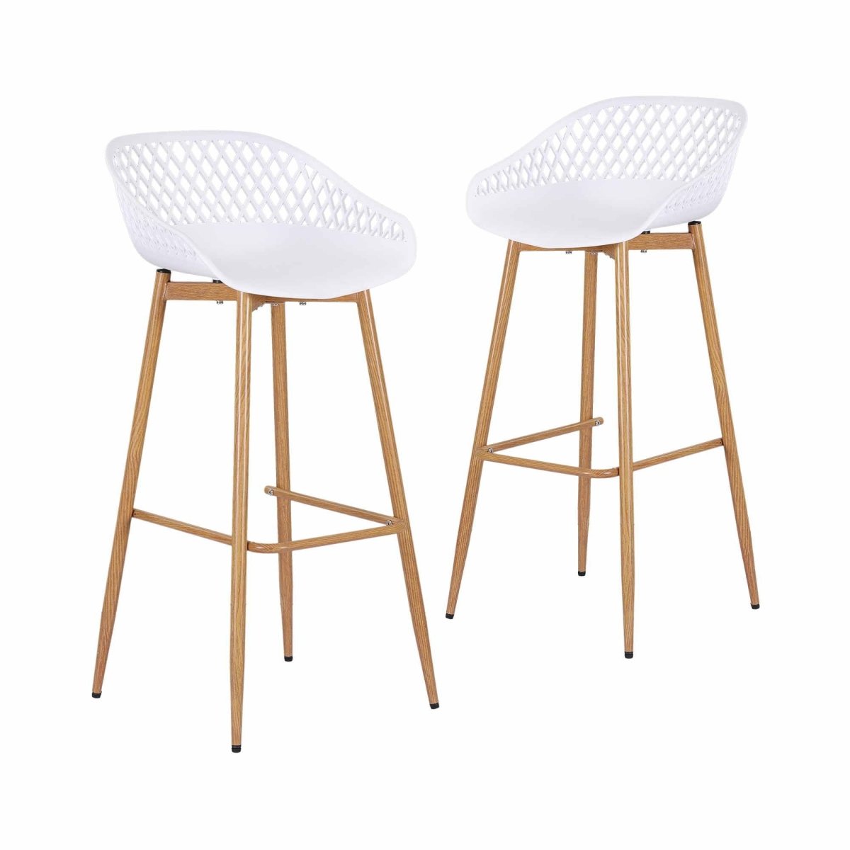 Gardeon 2PC Outdoor Bar Stools Plastic Metal Dining Chair Patio Furniture White | Furniture > Bar Stools & Chairs > Table & Bar Stools