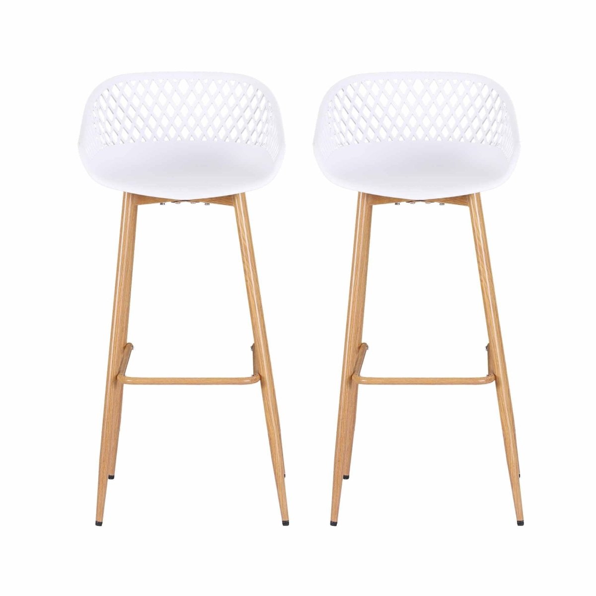 Gardeon 2PC Outdoor Bar Stools Plastic Metal Dining Chair Patio Furniture White | Furniture > Bar Stools & Chairs > Table & Bar Stools