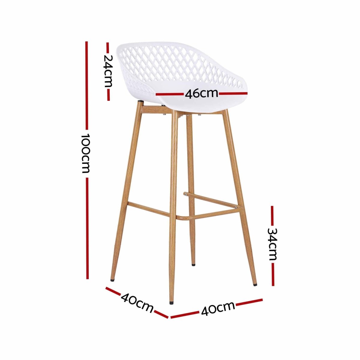 Gardeon 2PC Outdoor Bar Stools Plastic Metal Dining Chair Patio Furniture White | Furniture > Bar Stools & Chairs > Table & Bar Stools