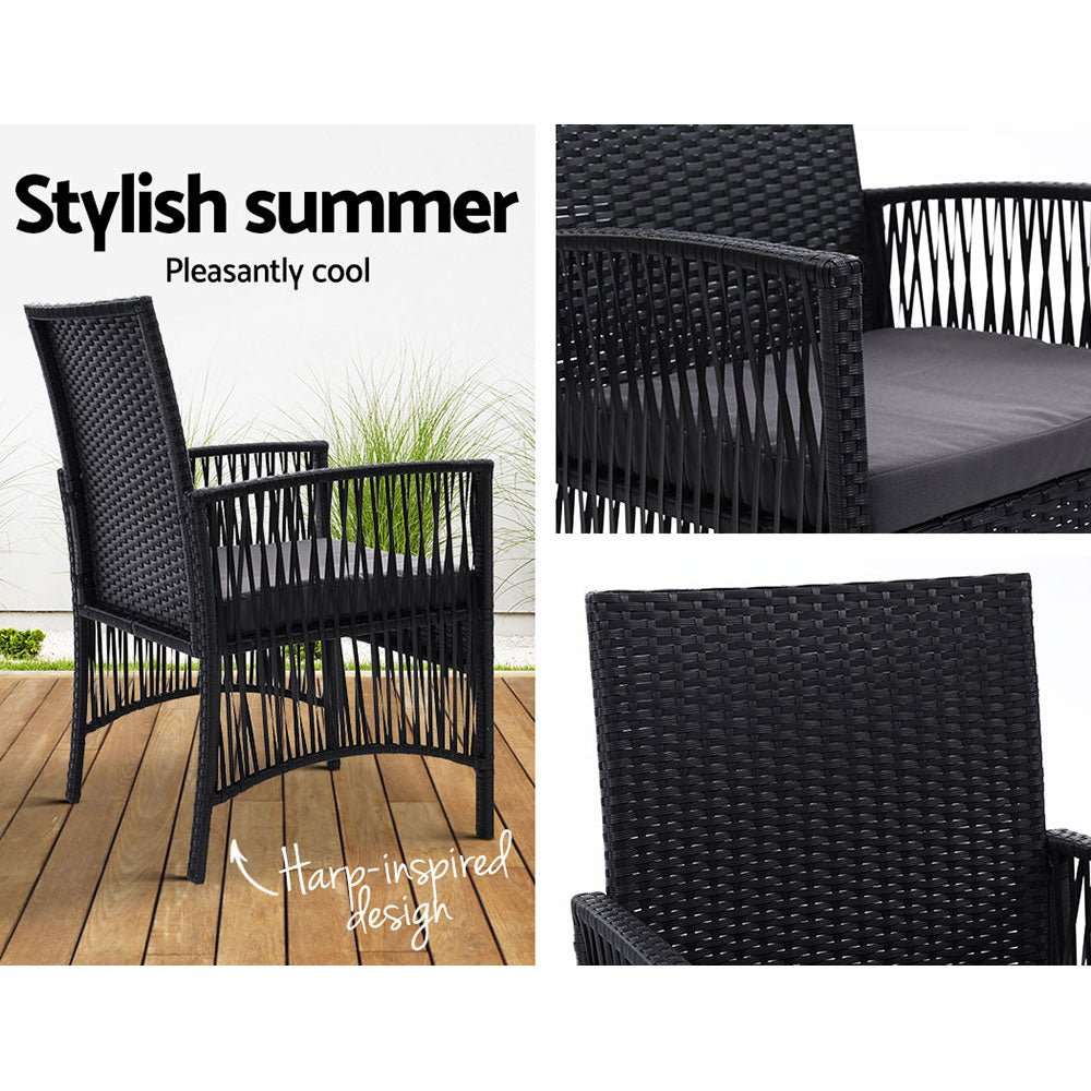 Gardeon 2PC Outdoor Dining Chairs Patio Furniture Wicker Lounge Chair Garden | Furniture > Outdoor