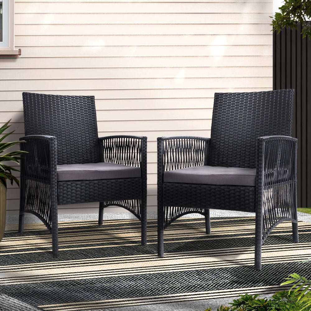 Gardeon 2PC Outdoor Dining Chairs Patio Furniture Wicker Lounge Chair Garden | Furniture > Outdoor