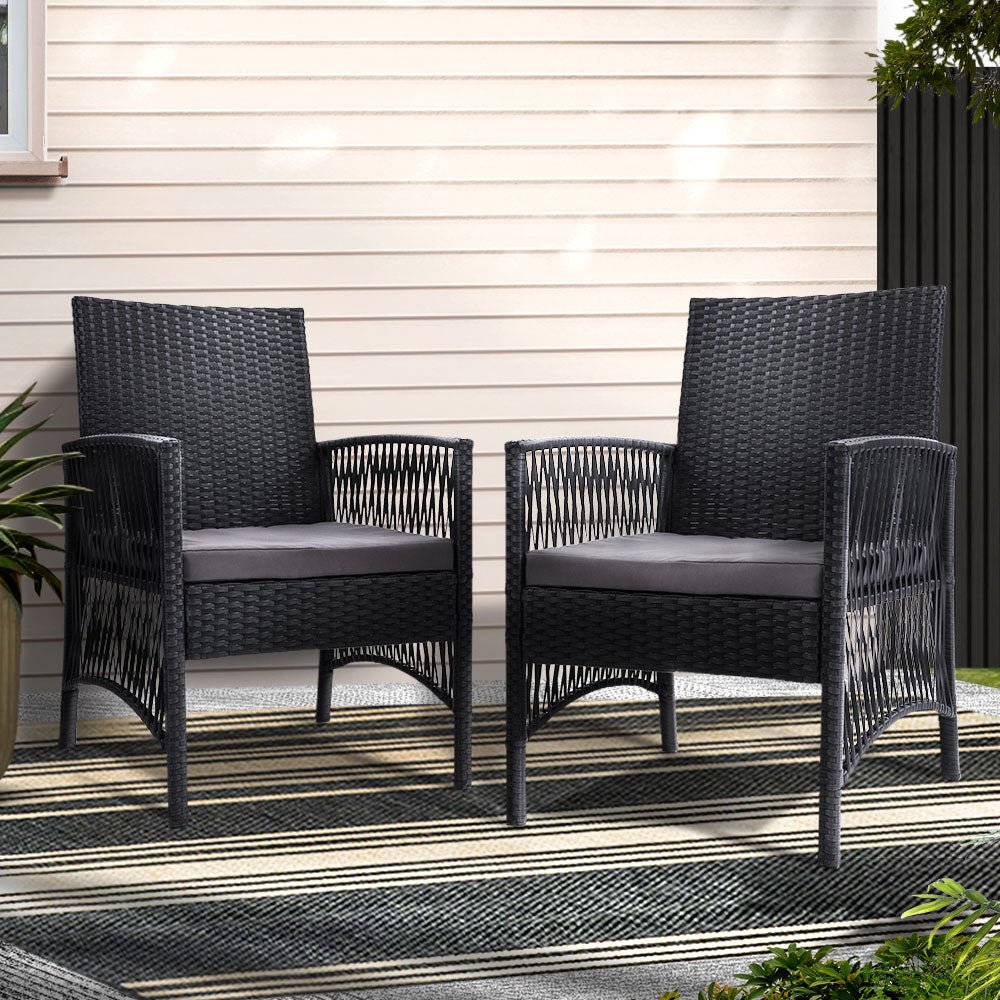 Gardeon 2PC Outdoor Dining Chairs Patio Furniture Wicker Lounge Chair Garden | Furniture > Outdoor