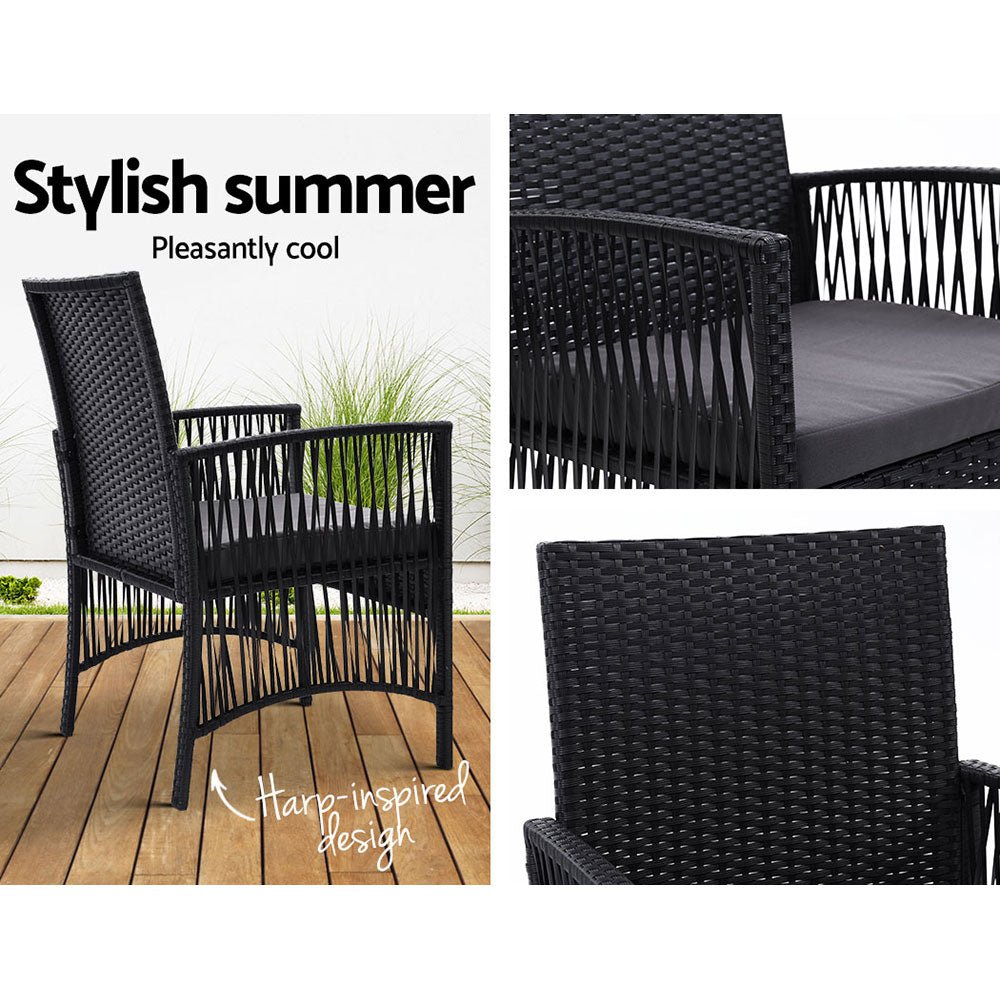 Gardeon 2PC Outdoor Dining Chairs Patio Furniture Wicker Lounge Chair Garden | Furniture > Outdoor