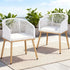 Gardeon 2PC Outdoor Dining Chairs Wicker Chair Patio Furniture Garden Steel White | Furniture > Outdoor > Outdoor Chairs