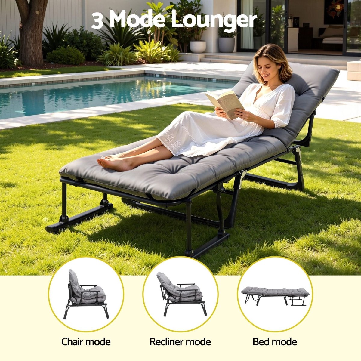 Gardeon folding sun lounger chair mode