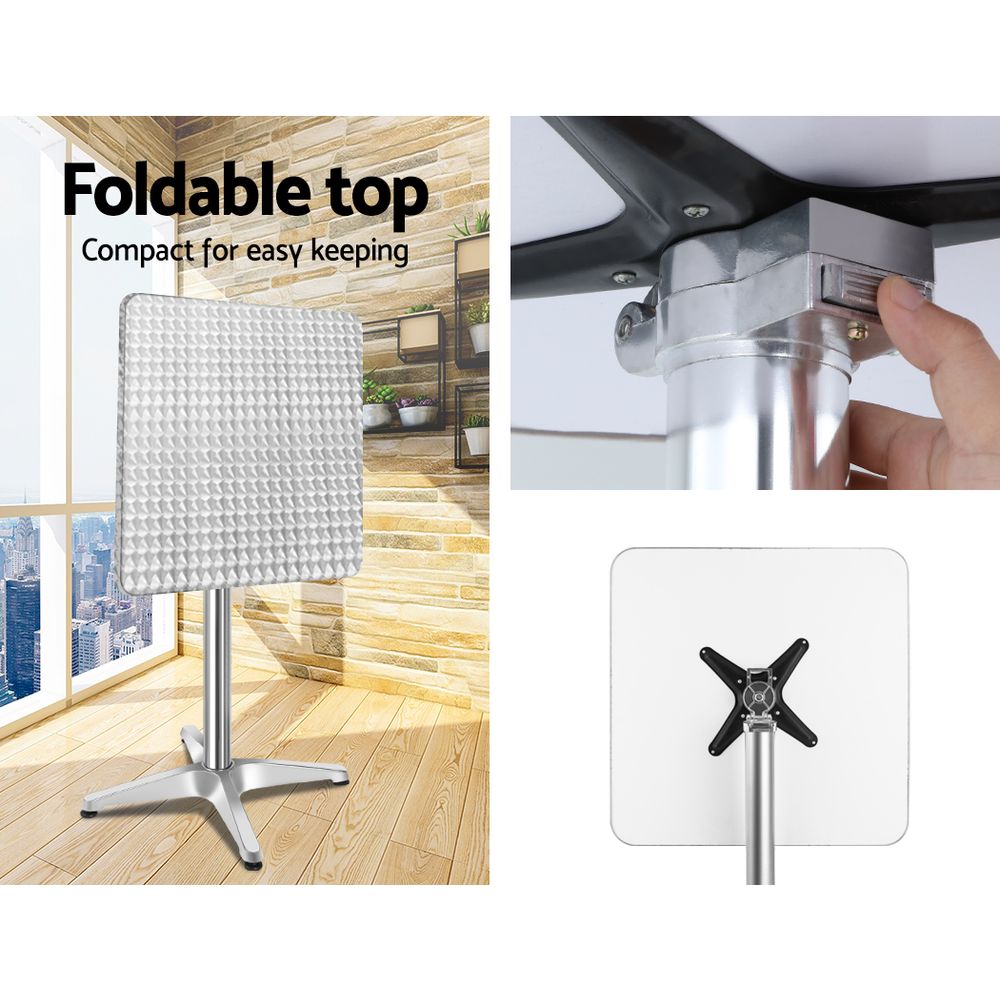 Gardeon 3 - Piece Outdoor Bar Set Bistro Table Stools Adjustable Square Cafe | Outdoorium