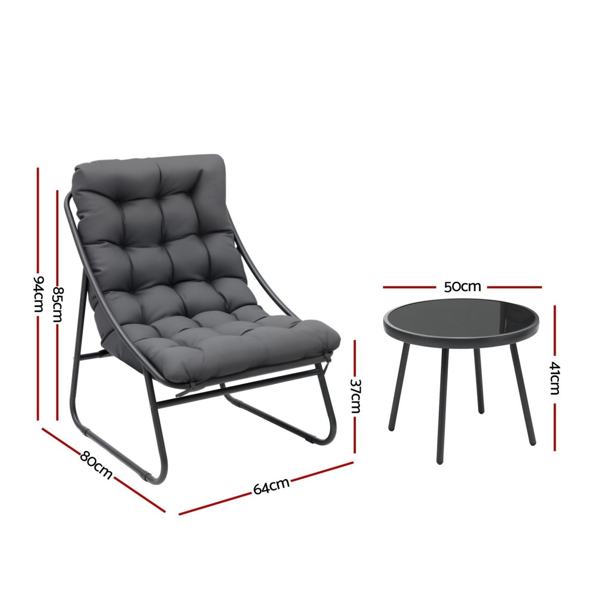 Gardeon 3-Piece Outdoor Bistro Set – Black & Grey – view 2