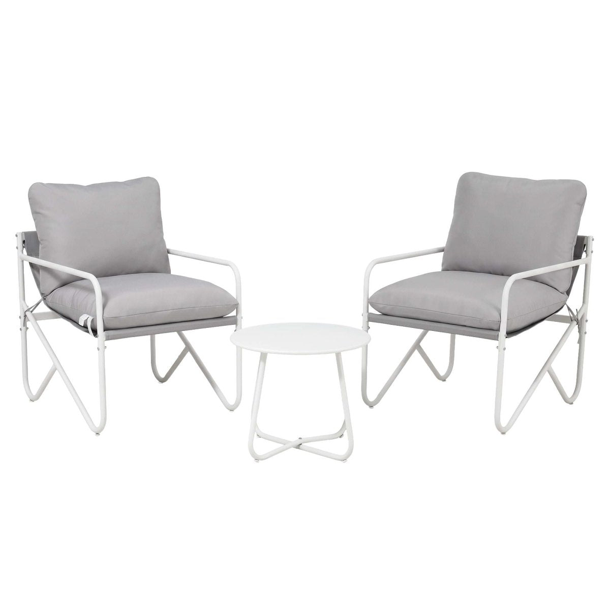 Gardeon grey bistro set with two armchairs and table