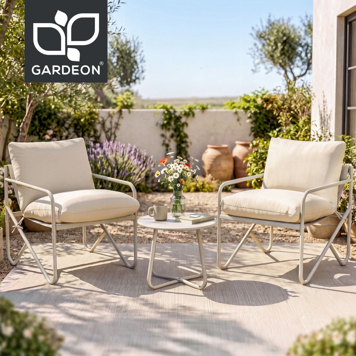 Gardeon 3-Piece Outdoor Bistro Set - Khaki