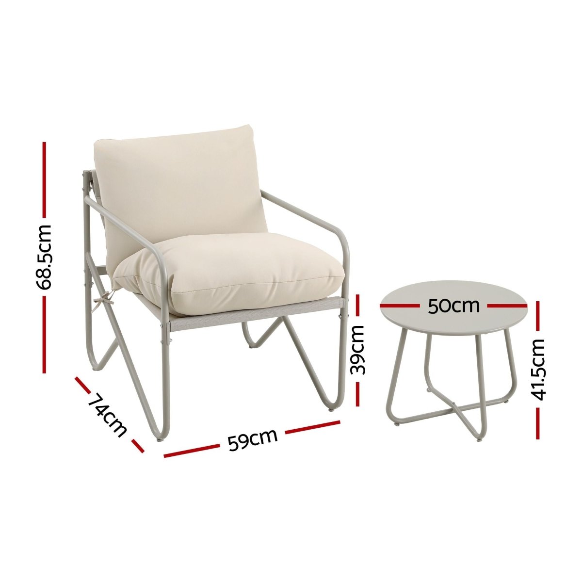 Gardeon 3-Piece Outdoor Bistro Set - Khaki