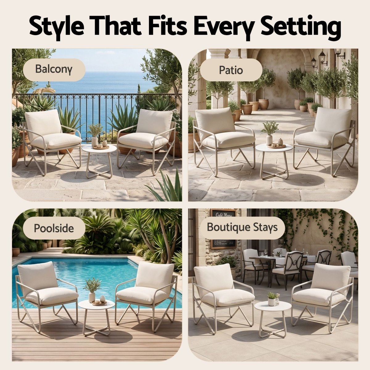 Gardeon 3-Piece Outdoor Bistro Set - Khaki