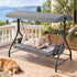Gardeon grey three-seater convertible outdoor swing chair bed with canopy