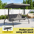 Gardeon 3-Seater Convertible Swing Chair Bed with Canopy - Grey – product gallery image 7
