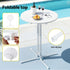 Gardeon 3PC Outdoor Bar Set Stools Dining Chairs Table Patio Furniture Bistro Set Steel White | Furniture > Bar Stools & Chairs > Table & Bar Stools
