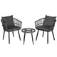 Gardeon 3PC Outdoor Bistro Set Patio Furniture Lounge Setting Table and Chairs Grey | Outdoorium