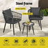 Gardeon 3PC Outdoor Bistro Set Patio Furniture Lounge Setting Table and Chairs Grey | Furniture > Outdoor > Outdoor Sofas & Lounge Sets