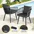 Gardeon 3PC Outdoor Bistro Set Patio Furniture Lounge Setting Table and Chairs Grey | Furniture > Outdoor > Outdoor Sofas & Lounge Sets