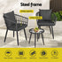 Gardeon 3PC Outdoor Bistro Set Patio Furniture Lounge Setting Table and Chairs Grey | Outdoorium