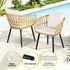Gardeon 3PC Outdoor Bistro Set Patio Furniture Lounge Setting Table and Chairs Natural | Furniture > Outdoor > Outdoor Sofas & Lounge Sets