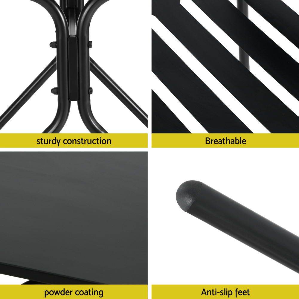 Gardeon 3PC Outdoor Bistro Set Patio Furniture Steel Table and Chairs Black | Outdoorium