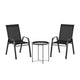 Gardeon 3PC Outdoor Bistro Set Patio Furniture Table and Chairs Stackable Black | Outdoorium