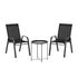 Gardeon 3PC Outdoor Bistro Set Patio Furniture Table and Chairs Stackable Black - Outdoorium